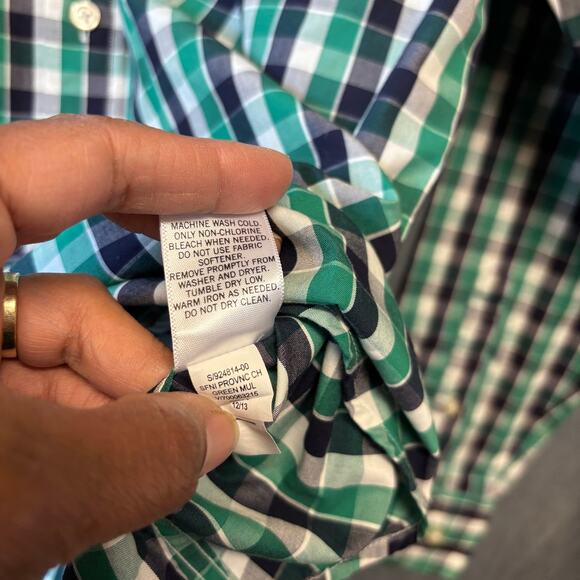 Banana Republic Plaid Shirt Button Non Iron Slim Fit Dress Mens Medium Preppy - Picture 9 of 11